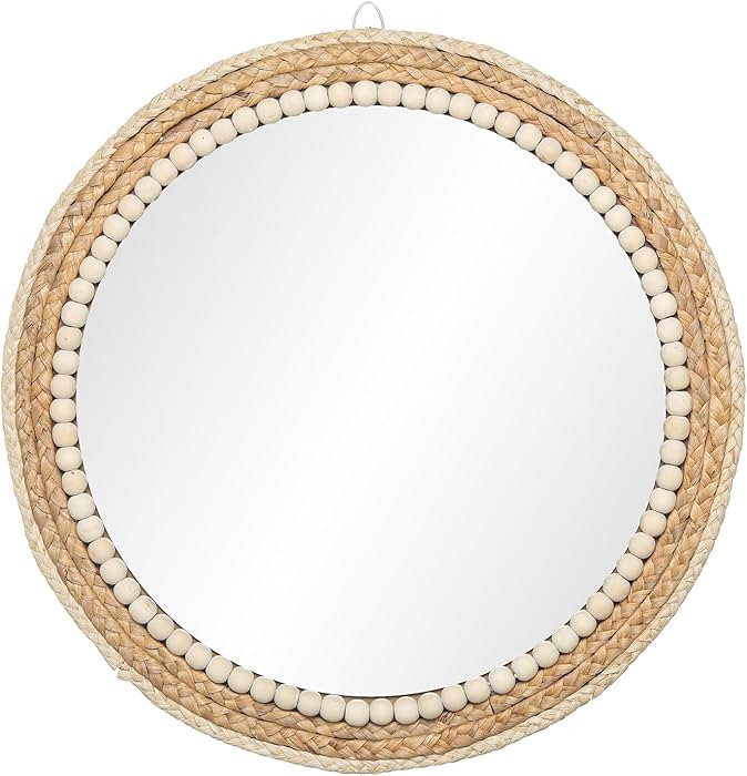 SWTHONY 18 Inch Boho Round Hanging Wall Mirror Decorative Rattan Circle Mirrors for Farmhouse, Li... | Amazon (US)