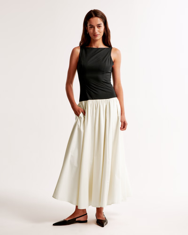 Drop-Waist Midi Dress | Abercrombie & Fitch (US)