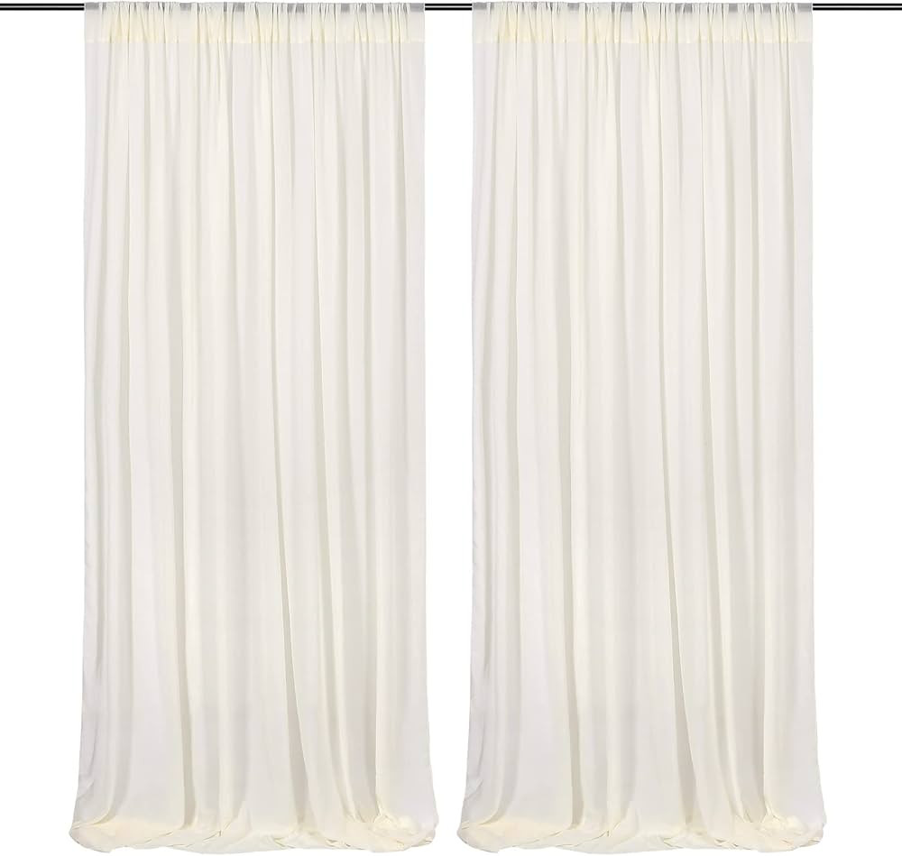 Chiffon Backdrop Curtain Ivory 5ft x 10ft 2 Pieces Cream Chiffon Curtains Beige Sheer Curtain Bac... | Amazon (US)