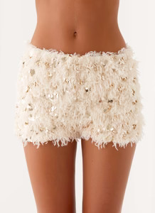 Candy Sequin Mini Shorts - White | Peppermayo (Global)