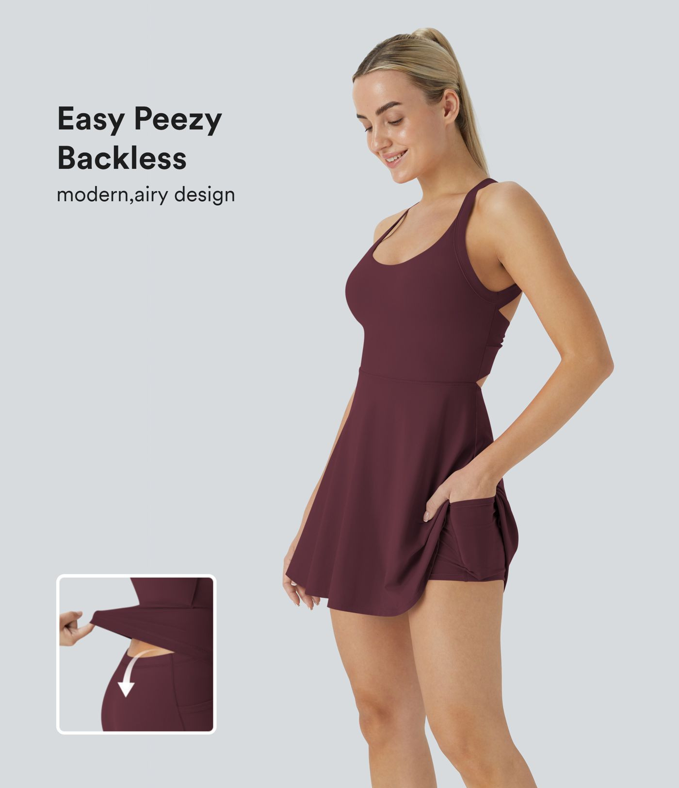 Women’s SoftlyZero™ Airy Backless Twisted Cool Touch Dance Active Dress-Easy Peezy Edition - ... | HALARA