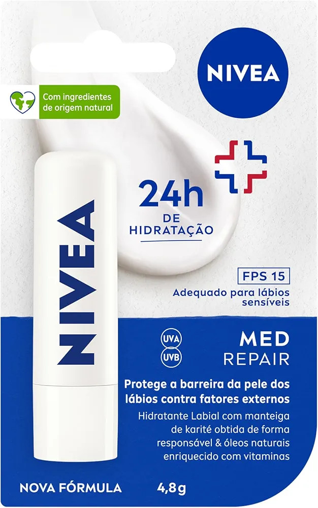 NIVEA Protetor Labial Med Repair FPS15 4,8g - Hidrata e regenera os lábios ressecados e machucad... | Amazon (BR)