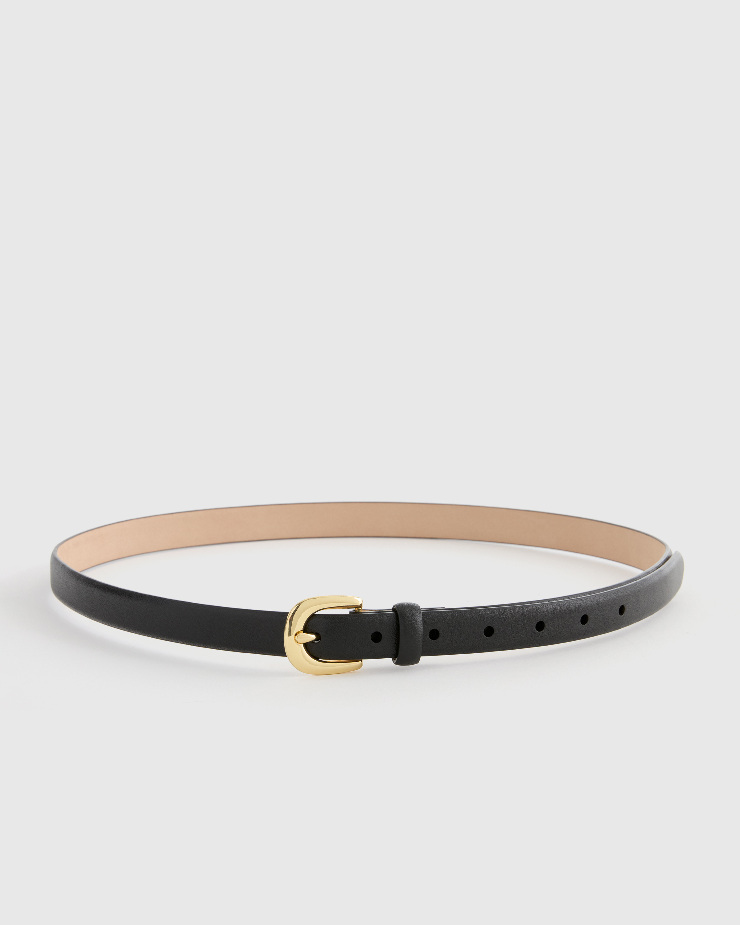 Quince | Women's Sofia European Leather Skinny Belt in Mushroom, Size XL | Quince