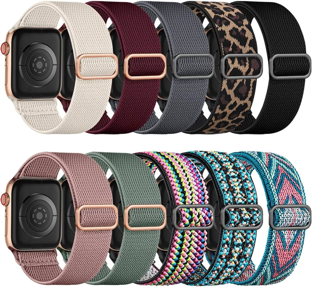 Maledan 10 Pack Stretchy Solo Loop Compatible with Apple Watch Band 38mm 40mm 41mm 42mm 44mm 45mm... | Amazon (US)