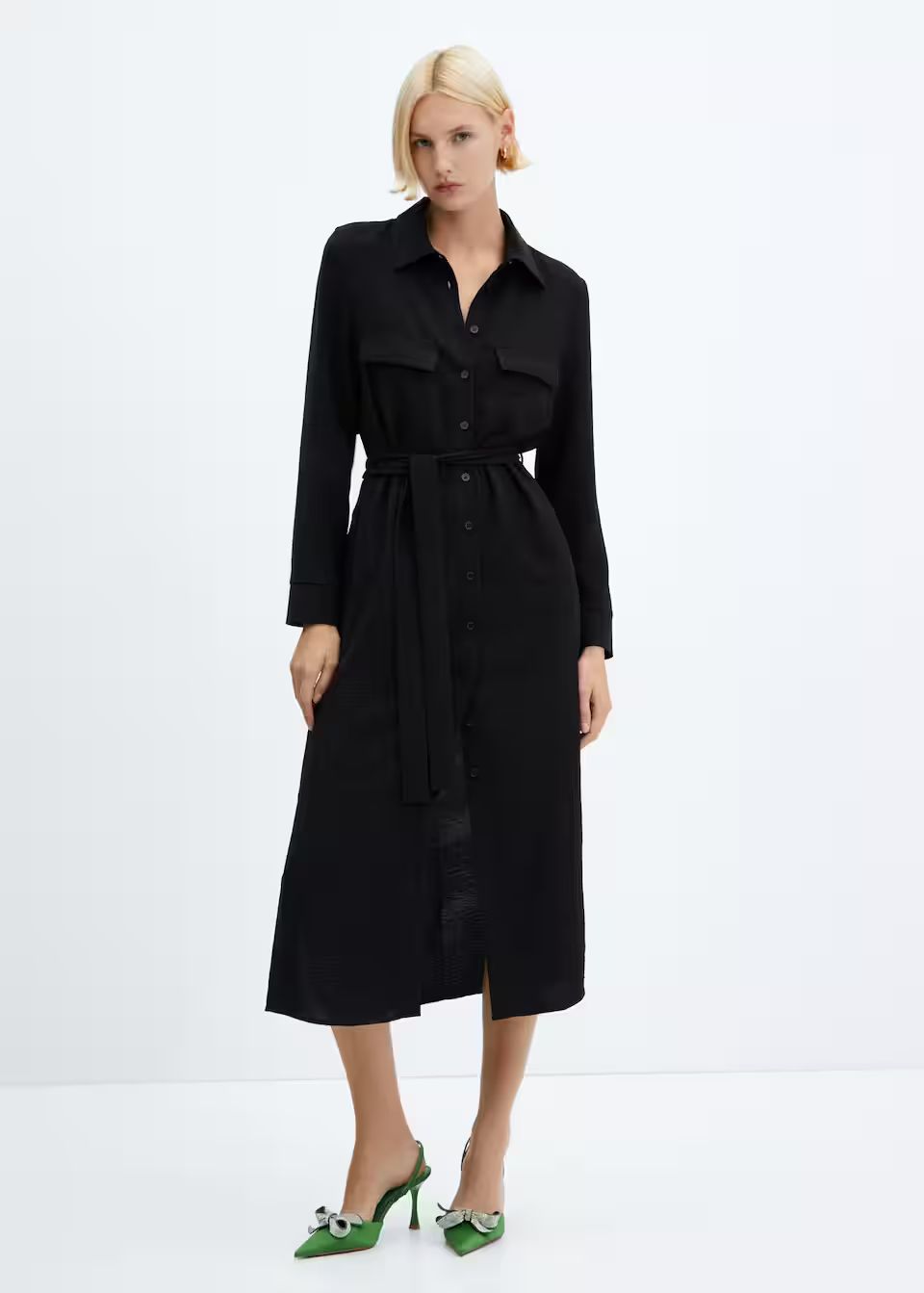 Bow shirt dress -  Women | Mango USA | MANGO (US)