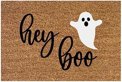 Halloween Happy Halloween Funny Welcome Mats for Front Door Coir Print Hey Boo Halloween Ghost Cl... | Amazon (US)