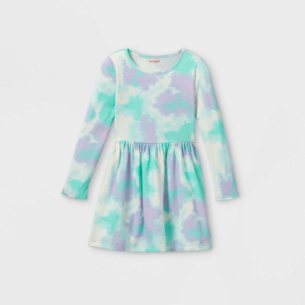 Girls' Tie-Dye Knit Long Sleeve Dress - Cat & Jack Blue/Purple S | Target