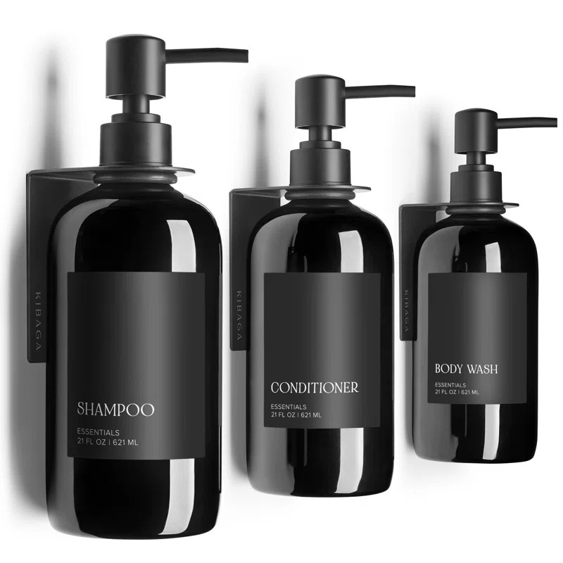 Stylish Shampoo And Conditioner Dispenser Set Of 3 For Wall Mount - Modern Drill Free 21Oz Shower... | Wayfair North America