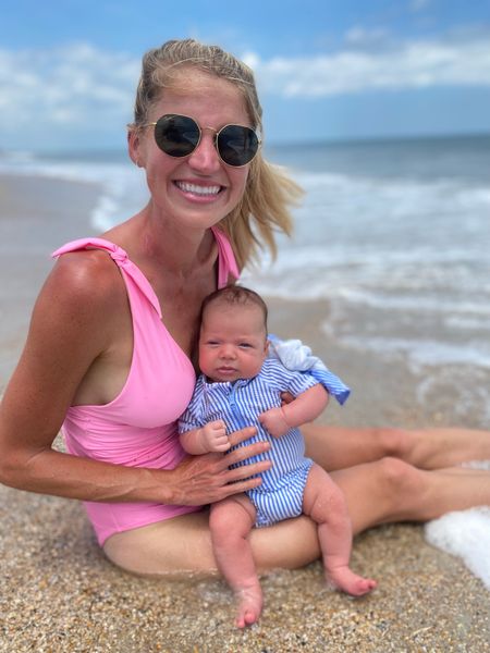 Baby’s first beach trip! Wore a pink one piece (from old navy - linked similar). Baby boy wore a blue rash guard and hat from Amazon

Baby beach trip, one piece swimsuit , sunglasses , baby sun hat , baby boy swim , baby swimsuit 

#LTKswim #LTKfamily #LTKunder100