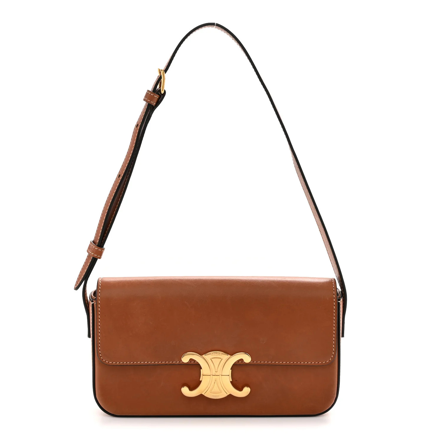 Celine Natural Calfskin Triomphe Shoulder Bag Tan 1909119 | FASHIONPHILE (US)