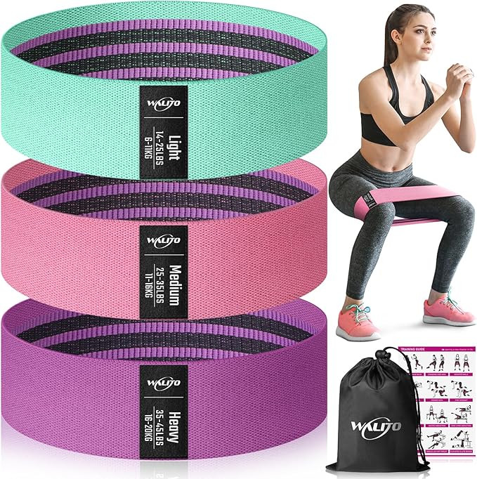 WALITO Resistance Bands for Legs and Butt, Fabric Exercise Loop Bands Yoga, Pilates, Rehab, Fitne... | Amazon (US)