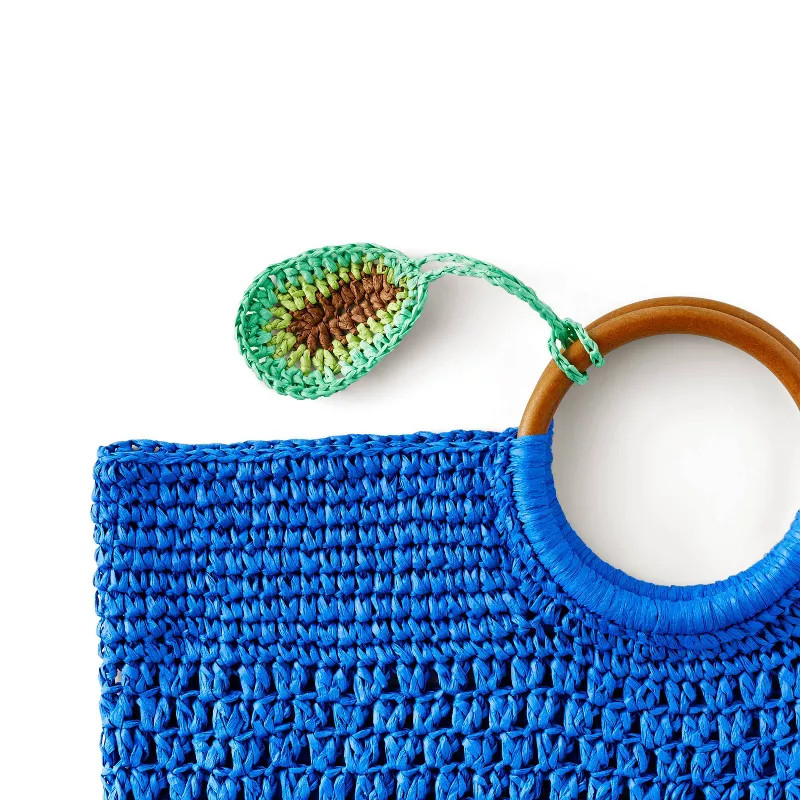 Avocado Tassel Woven Straw Tote - Tabitha Brown for Target Blue | Target