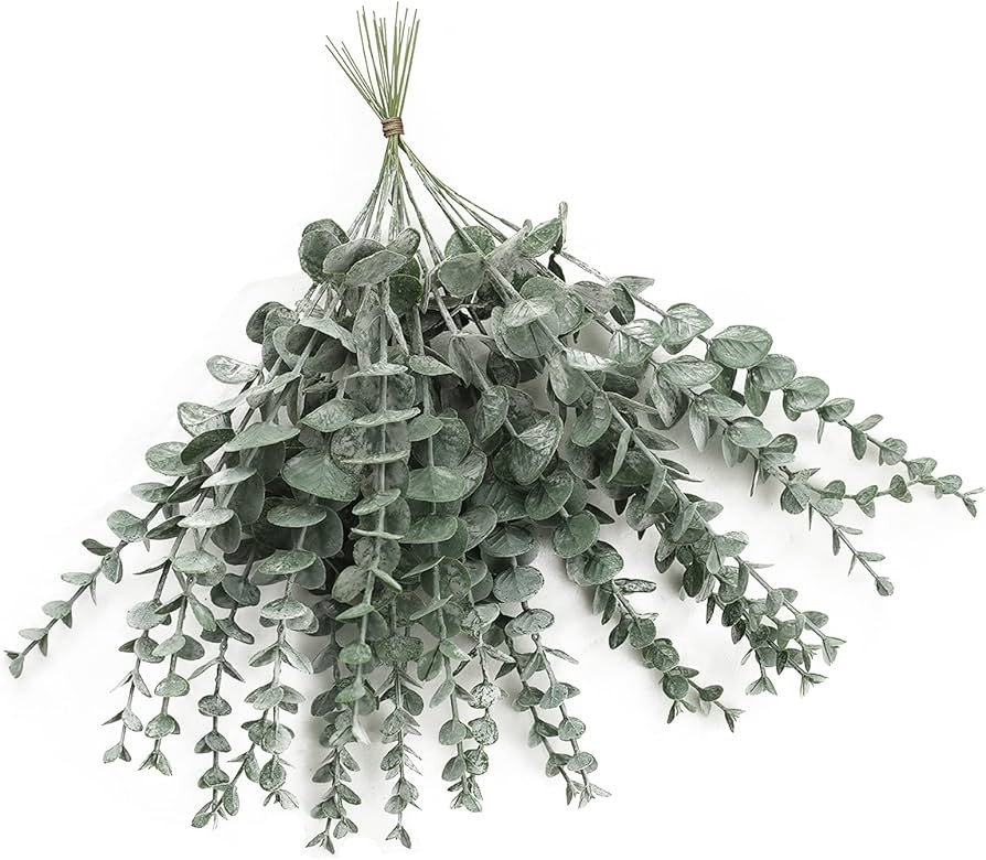 24PCS Greenery Decor Eucalyptus Stems,Artificial Eucalyptus Leaves Faux Branches Plant Stems,Gree... | Amazon (US)