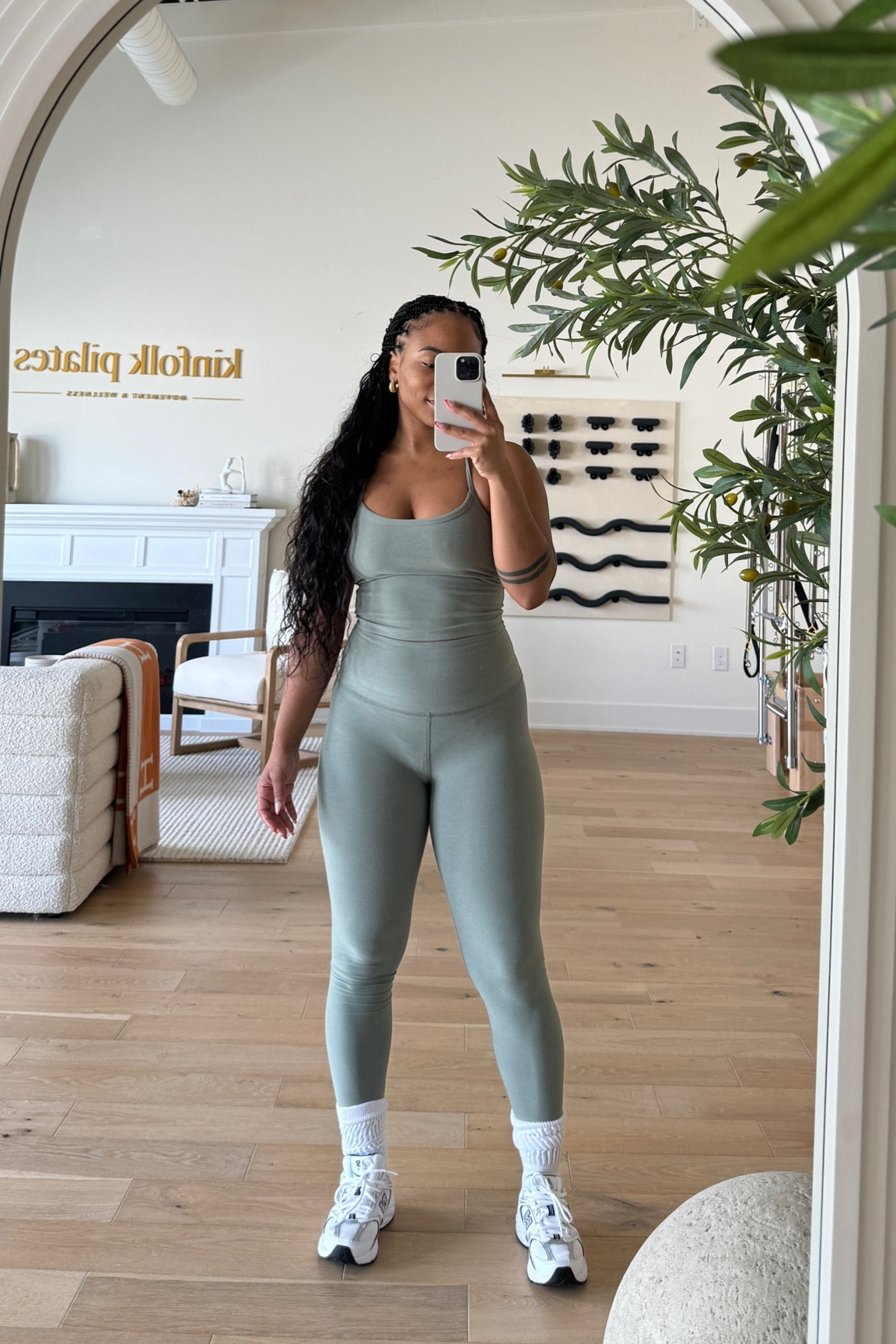 Pilates ootd | chunky socks with my (dad sneakers) new balances, leggings that don’t slide down, and bala weights  

#LTKFindsUnder100 #LTKActive #LTKFitness