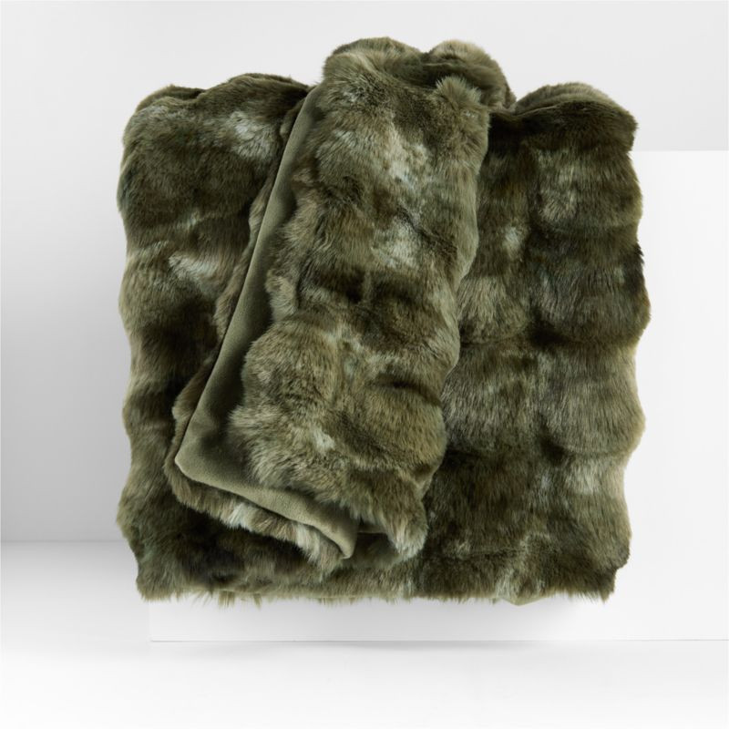 Textured Faux Fur 70"x55" Burnt Green Throw Blanket + Reviews | Crate & Barrel | Crate & Barrel