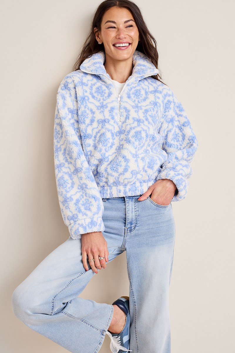 Abby Sherpa Quarter Zip Pullover | Francesca's