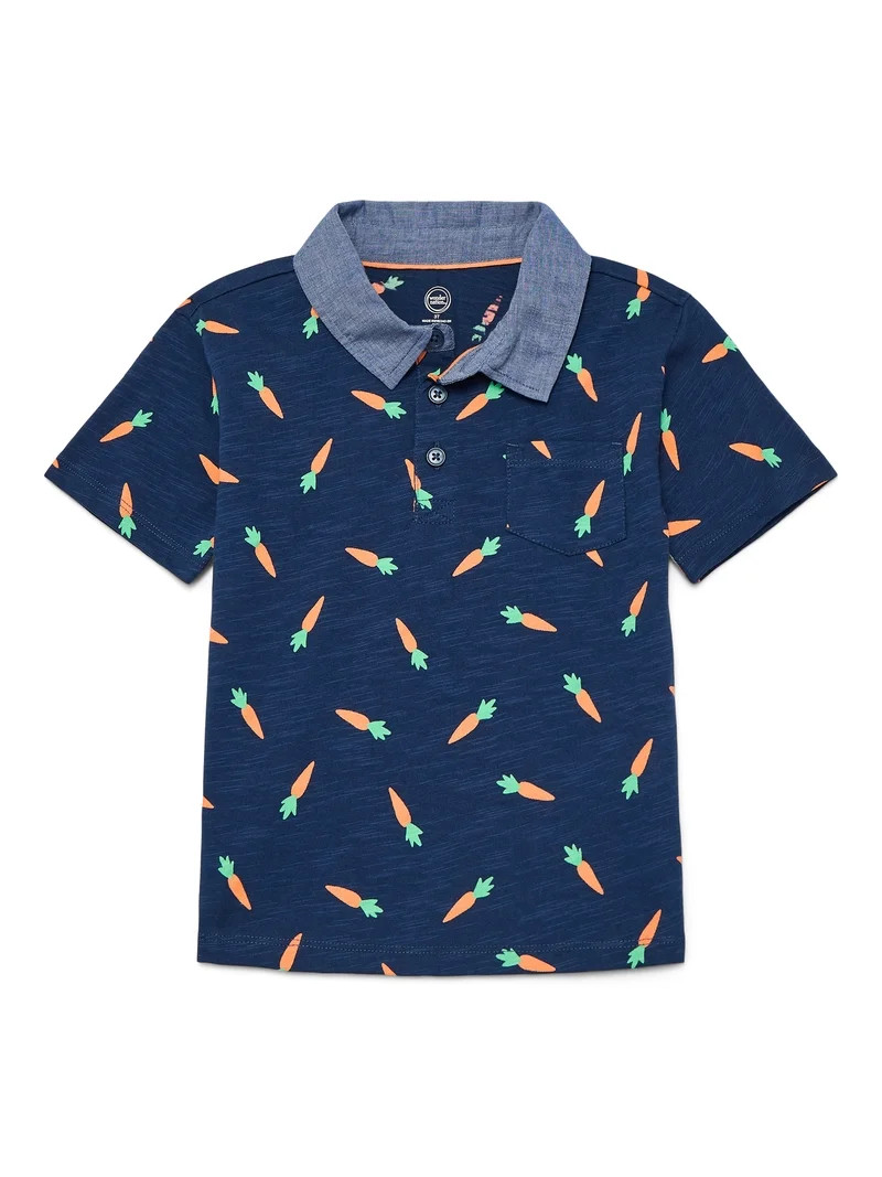 Wonder Nation Toddler Boys Cotton Polo Shirt with Short Sleeves, Sizes 12M-5T | Walmart (US)