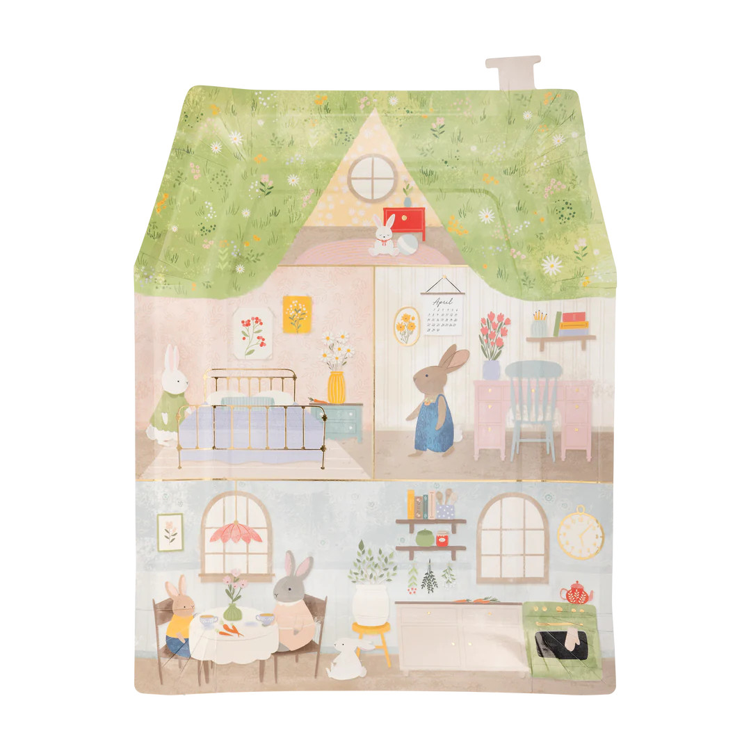 Bunny Cottage Shaped Paper Plate | My Mind's Eye