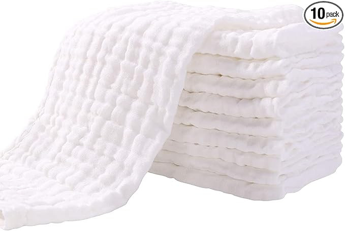 Yoofoss Baby Muslin Squares 10 Pack Muslin Cloths for Baby 4 Layer Super Soft and Absorbent Baby ... | Amazon (UK)