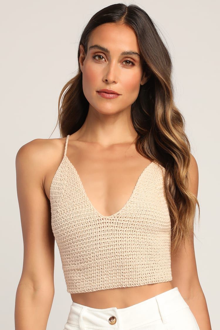 Ties to Summer Cream Knit Lace-Up Sweater Tank | Lulus (US)