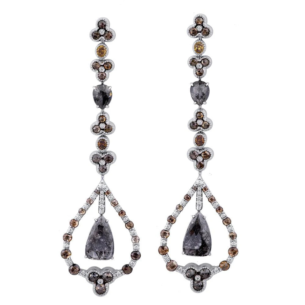 Multi-Colored Diamond Drop Earrings with Floating Ring | Michael M. Collection