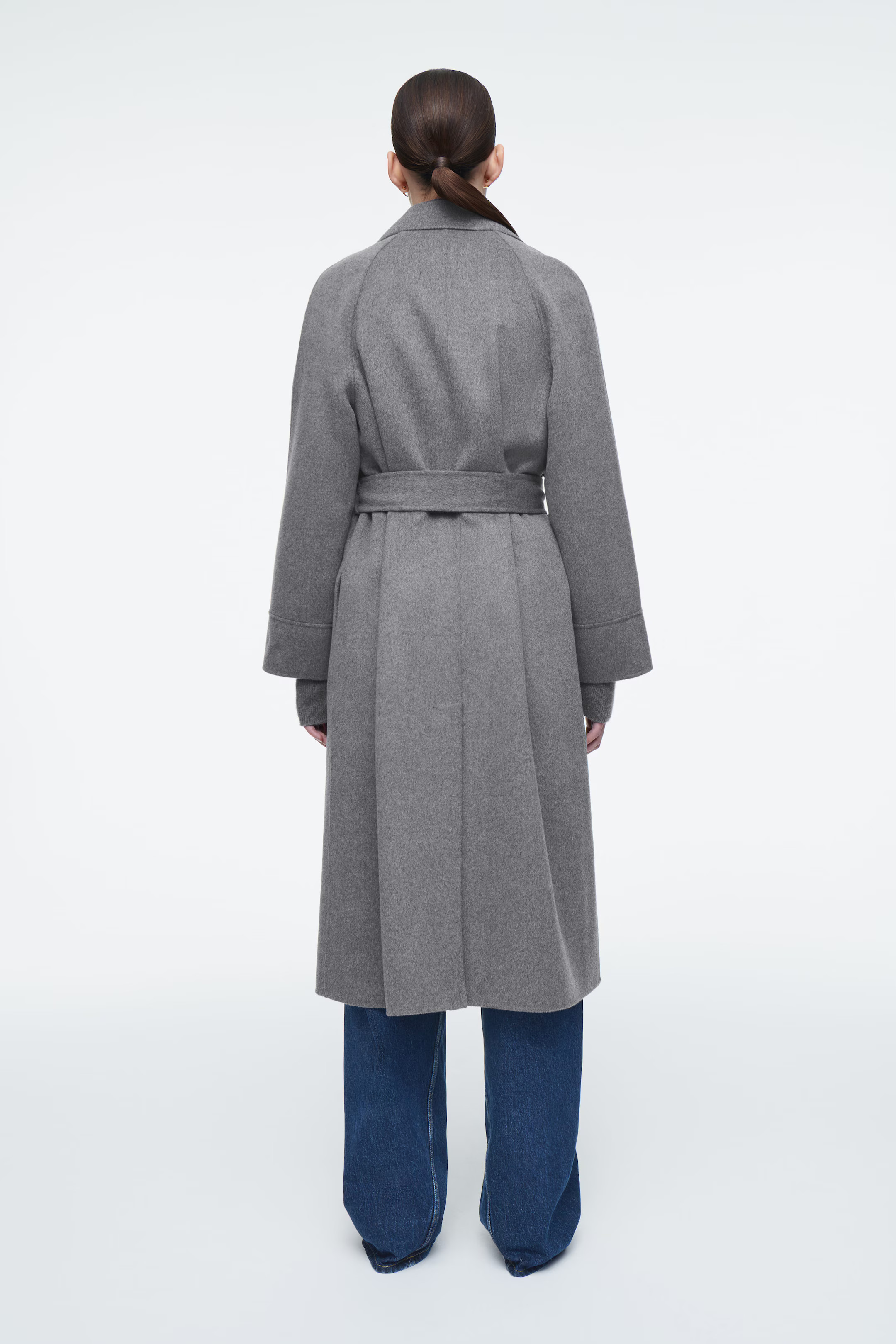 BELTED DOUBLE-FACED WOOL LONG COAT - GRAY | COS US | COS (US)