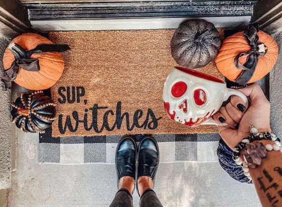 Sup Witches Halloween doormat, Halloween Doormat, pumpkin, fall decor, personalized doormat, funn... | Etsy (US)