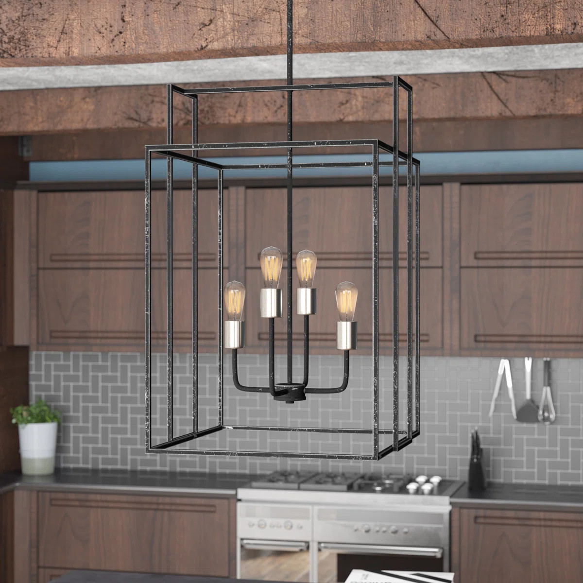 Larchmont 4 - Light Dimmable Square / Rectangle Chandelier | Wayfair North America
