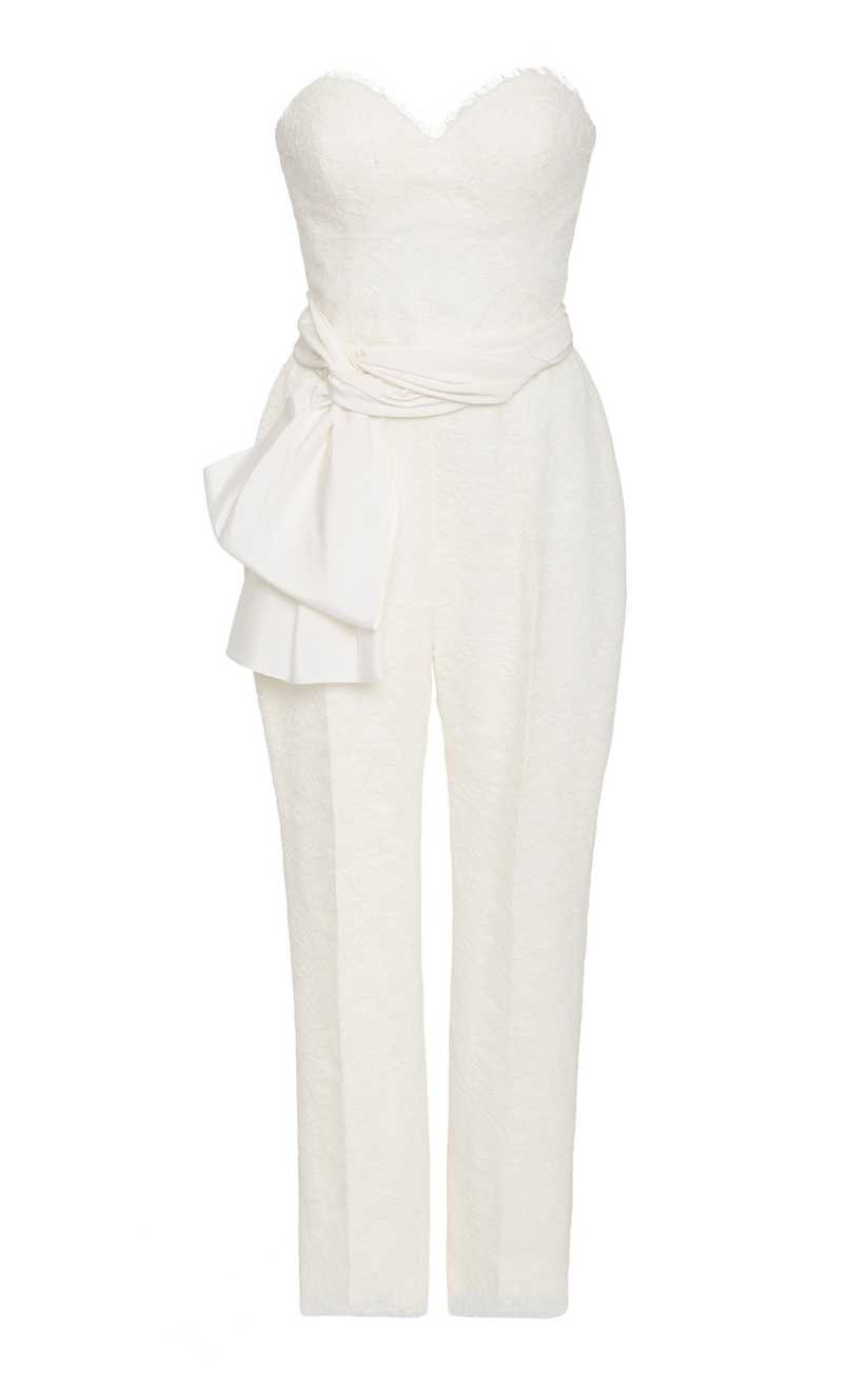 Lourdes Strapless Chantilly Lace Jumpsuit | Moda Operandi Global