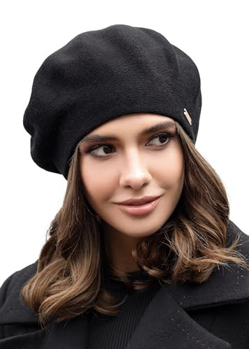 niceacsrise Black Beret - Warm Lined Wool Angora Knit Berets - French Paris Hat for Women | Amazon (US)
