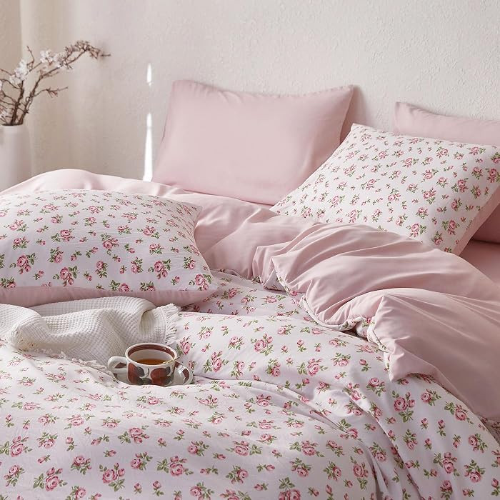Wake In Cloud - Coquette Duvet Cover Set, Floral Cottagecore Flower Shabby Chic Cute Aesthetic, S... | Amazon (US)