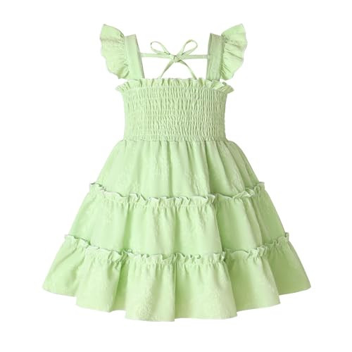 YOUNGER TREE Toddler Girl Dress Baby Girls Summer Clothes Ruffle Sleeve Floral Smock Beach Boho Dresses Sundress (Green, 18-24 Months) | Amazon (US)