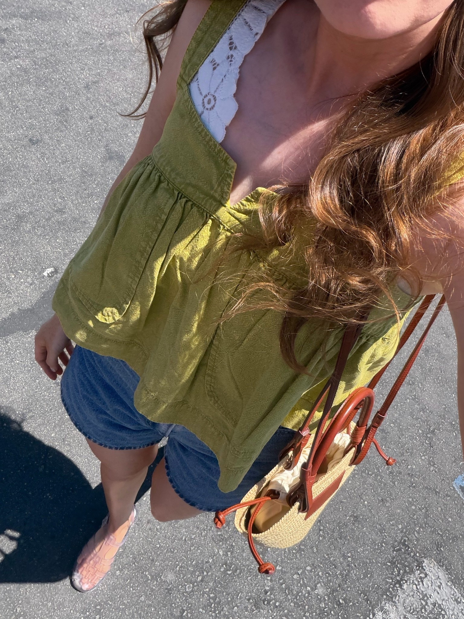 Costco run ootd 💚 
Top: XS
Bralette: S
Shorts: 25
Jelly Shoes: tts

#LTKootd #LTKdayinmylife