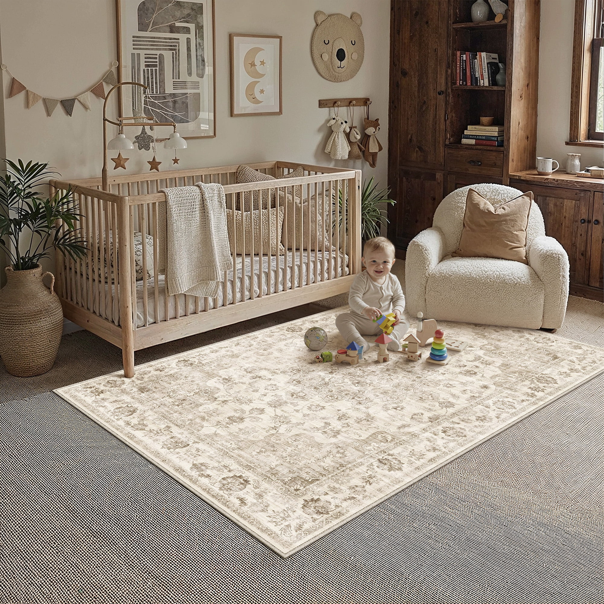 BERTHMEER 3'x5' Small Washable Beige Area Rugs for Bathroom Bedroom Entryway Kitchen Rugs Non Sli... | Walmart (CA)