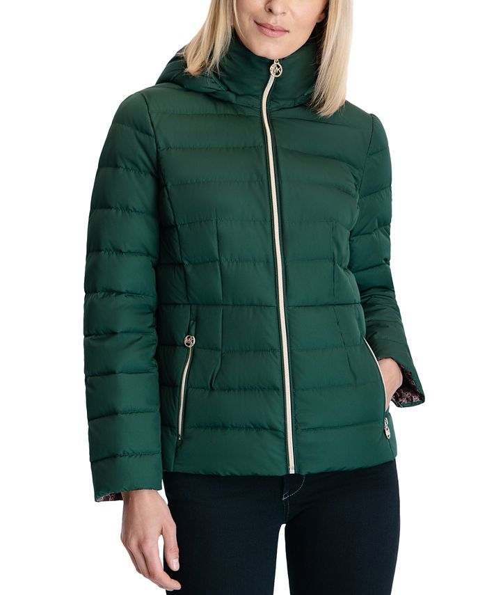 Michael Kors Women's Hooded Stretch Packable Down Puffer Coat, Created for Macy's & Reviews - Coa... | Macys (US)