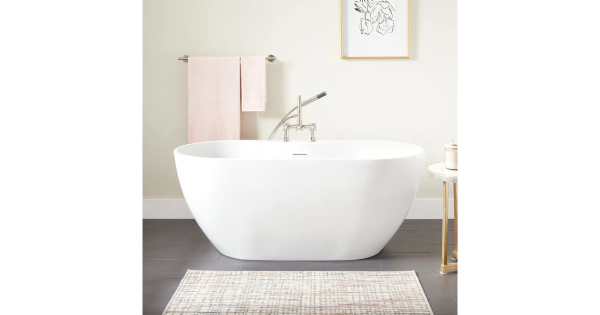 Signature Hardware 67" Hibiscus Oval Acrylic Freestanding Tub - No Tap DeckModel:450576from the H... | Build.com, Inc.