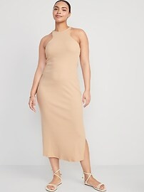 Fitted High-Neck Rib-Knit Maxi Dress for Women | Old Navy (US)