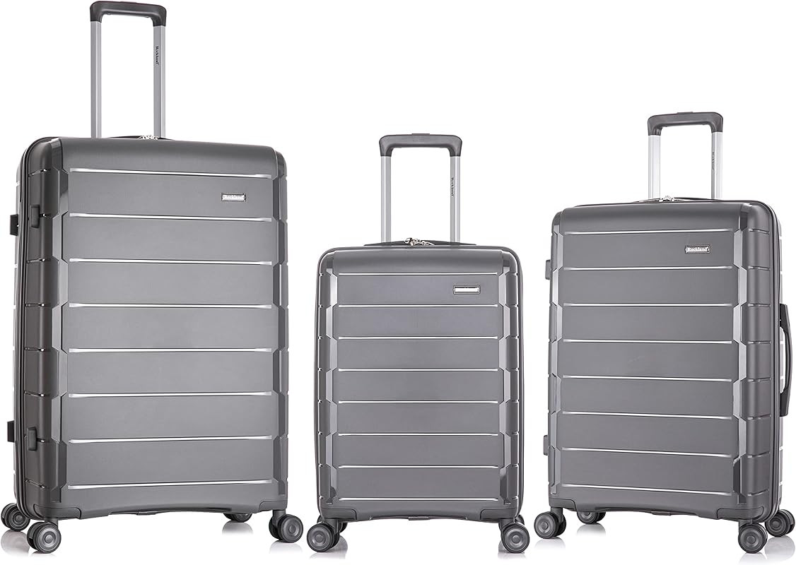 Rockland Vienna Hardside Luggage with Spinner Wheels, Grey, 3-Piece Set (20/24/28) | Amazon (US)