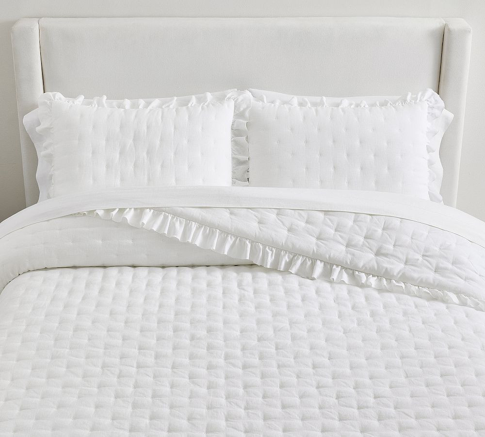 Belgian Flax Linen Ruffle Tufted Quilt