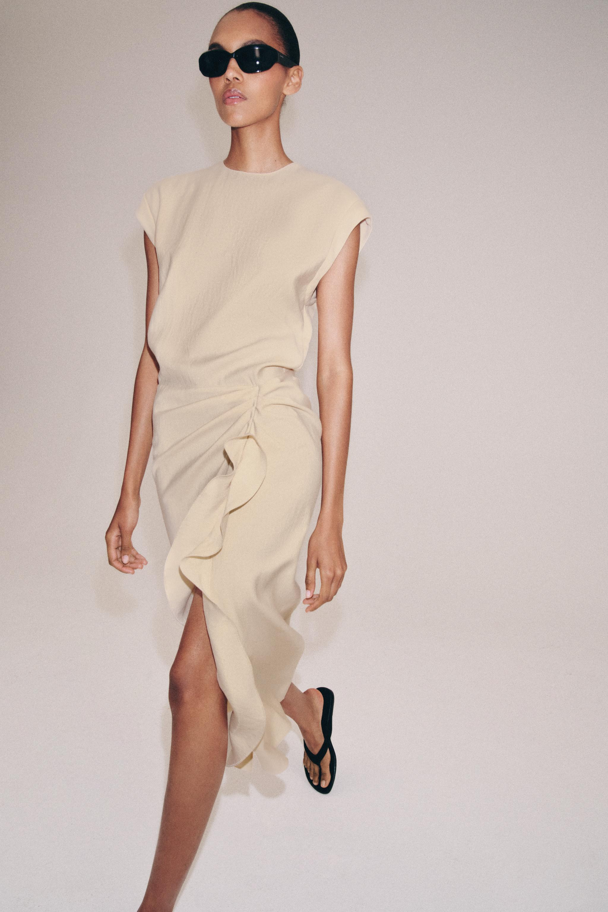 ZW COLLECTION RUFFLED MIDI DRESS | Zara US
