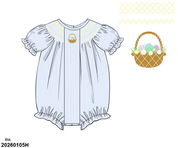 PRE SALE SHIPS MARCH: Easter Egg Hunt Smocked Bubble | Tutti Frutti Kids Co