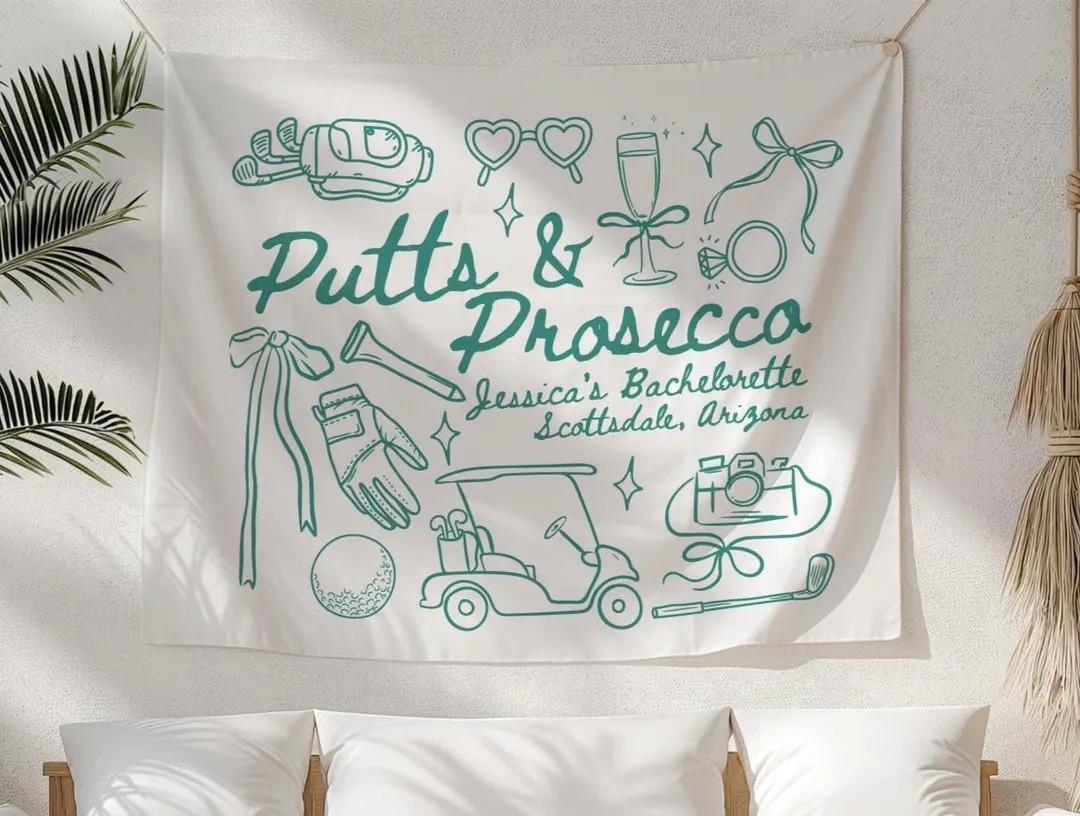Personalized Golf Bachelorette Party Decor, Custom Location Bachelorette Weekend Tapestry, Putts ... | Etsy (US)