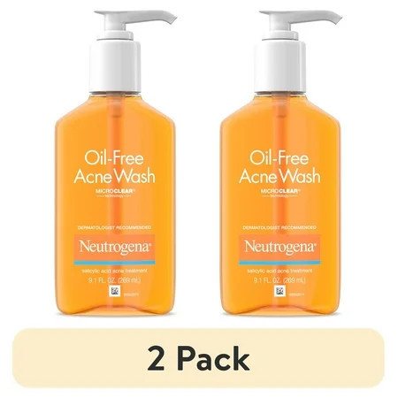 (2 pack) Neutrogena Oil-Free Acne Face Wash, Salicylic Acid Facial Cleanser & Acne Treatment, 9.1 fl oz | Walmart (US)