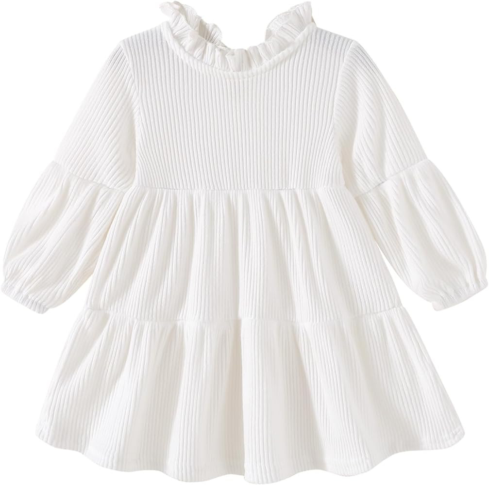 Toddler Kids Baby Girl Dress Lantern Long Sleeve Solid Color Casual Dresses Girls Fall Winter Out... | Amazon (US)