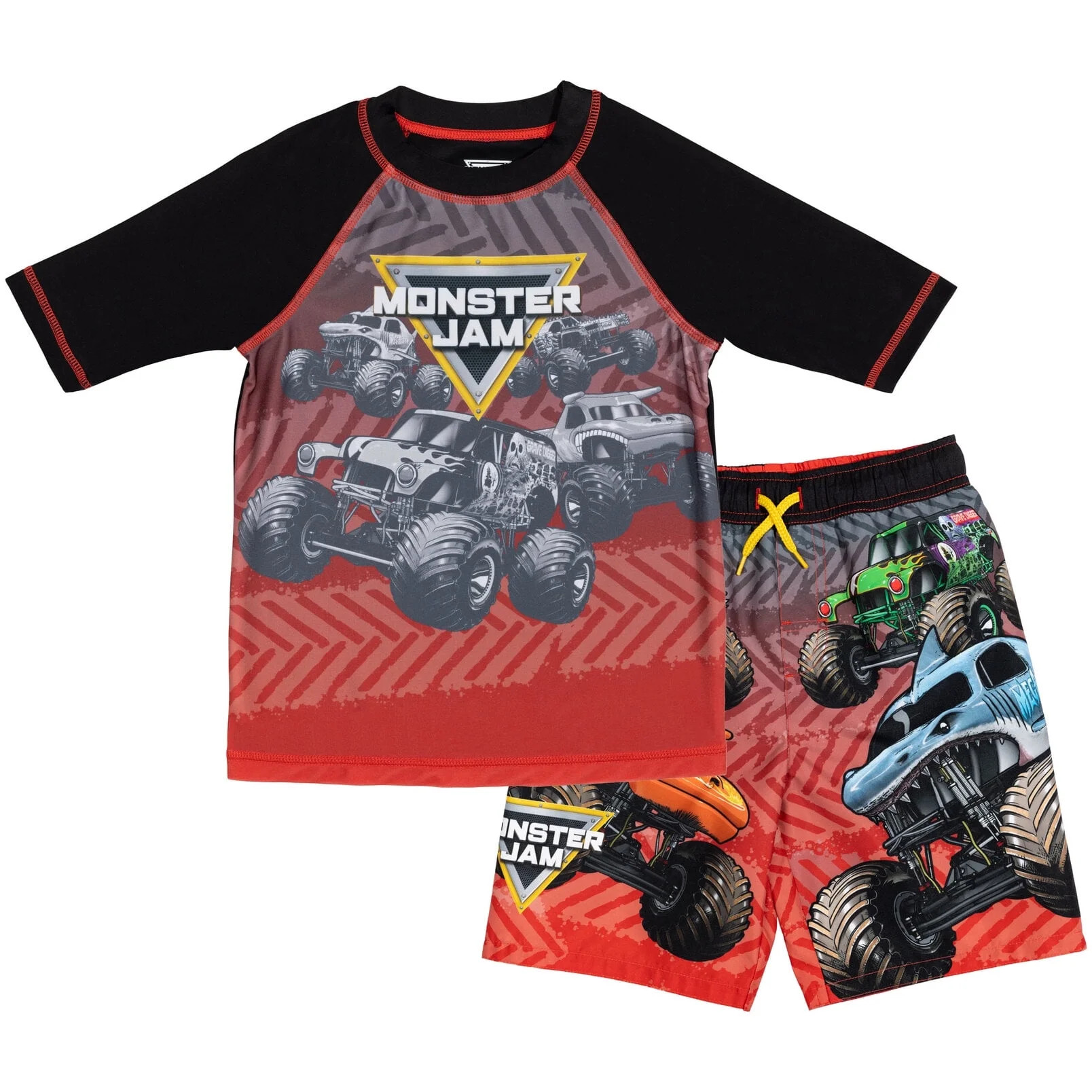 Monster Jam Rash Guard Grave Digger El Toro Loco Swimsuit Set (Boys) | Walmart (US)