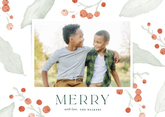 "Frosty Days" - Customizable Holiday Postcards in Red by Oscar and Emma - Karly Depew. | Minted