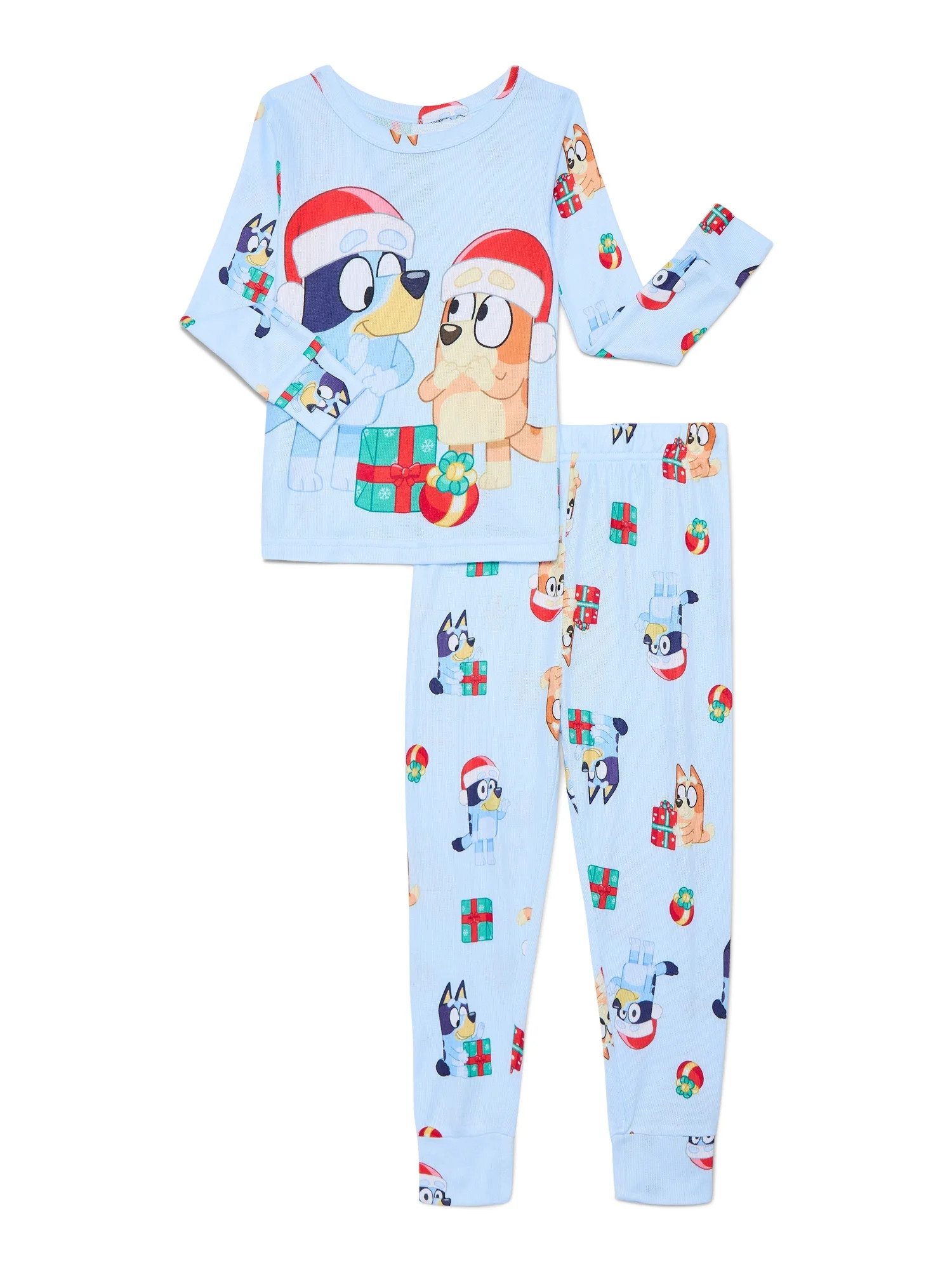 Bluey Toddlers' Christmas Snug Fit Top and Pants Pajama Set, 2-Piece, Sizes 12M-5T | Walmart (US)