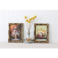 Pair Of Small Vintage Floral Still Life Paintings, Framed Bouquet Flowers in A Vase, Original Oil, M | Etsy (US)