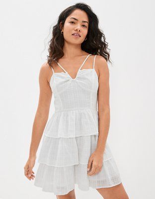 AE Tiered Halter Strap Mini Dress | American Eagle Outfitters (US & CA)