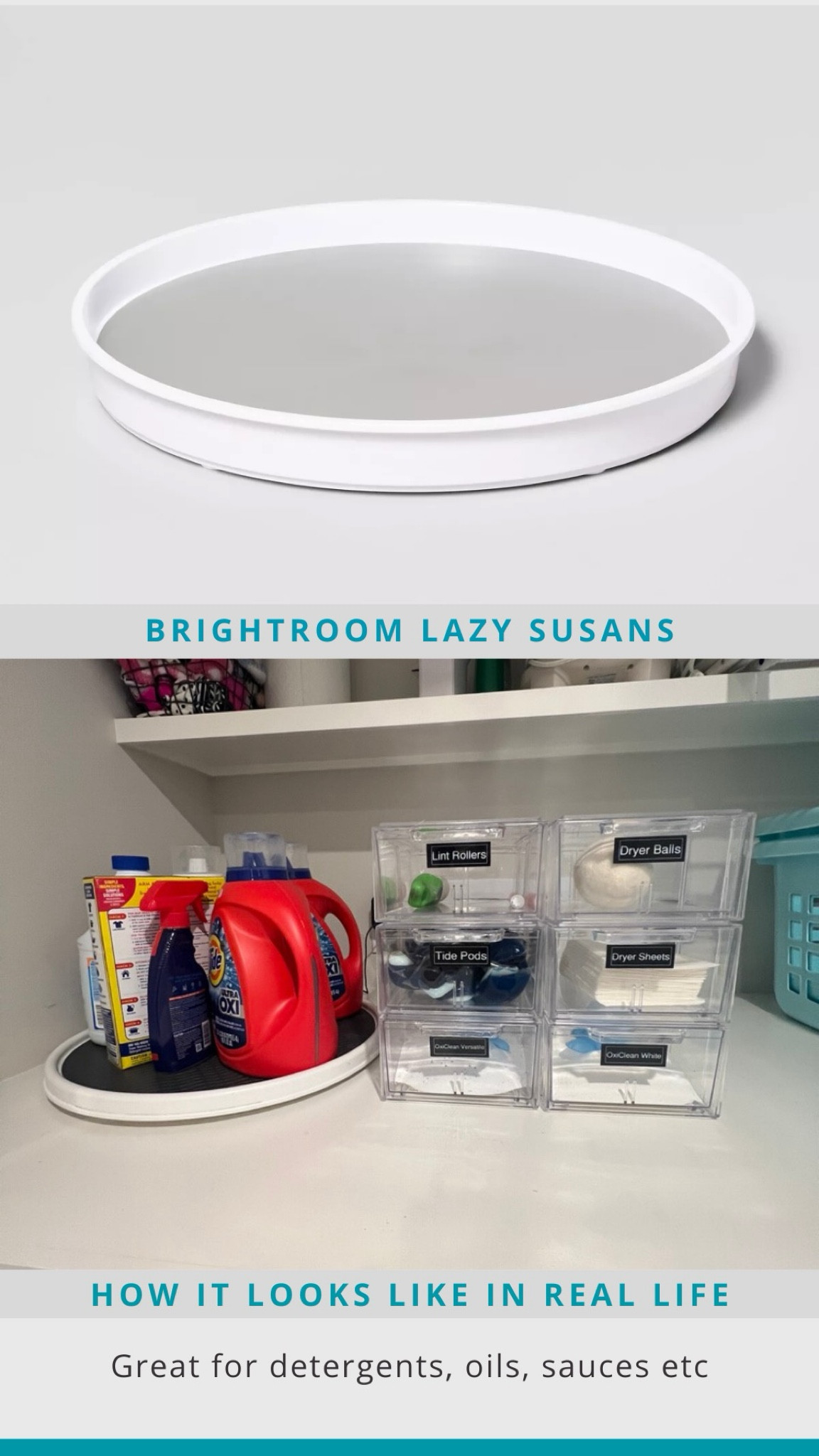 Lazy Susan’s are the jack of all trades when it comes to organizing. They are great for pantries to corral oils and sauces and work just as well in laundry rooms for all of the detergents

#LTKFindsUnder50